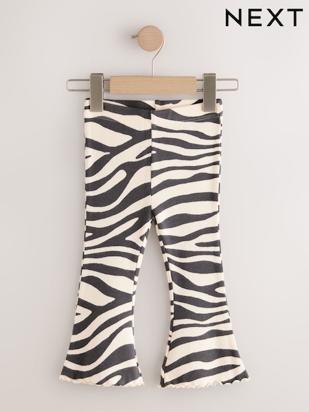 Black/White Rib Flare Leggings (3mths-7yrs) (AP6275) | £5 - £7