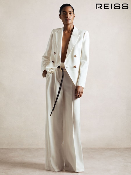 Reiss White Dion Atelier Double Breasted Suit Blazer (AP6309) | £395