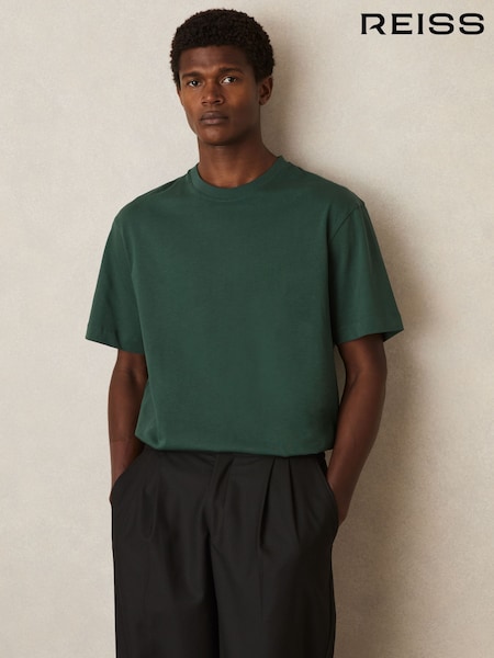 Reiss Green Tate Cotton Garment-Dyed Oversized T-Shirt (AP6333) | £48