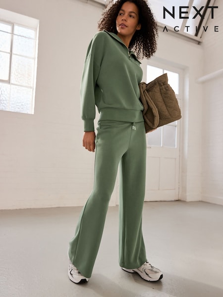 Sage Green Active Modal Supersoft Wide Leg Trousers (AP6563) | £34
