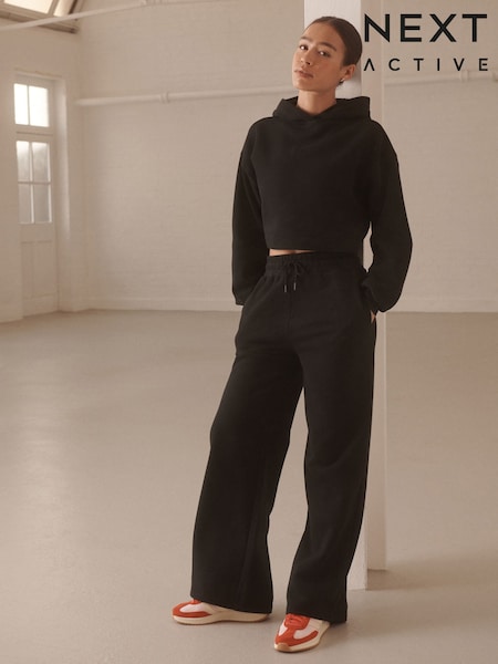 Black Active Wide Leg Joggers (AP6567) | £34