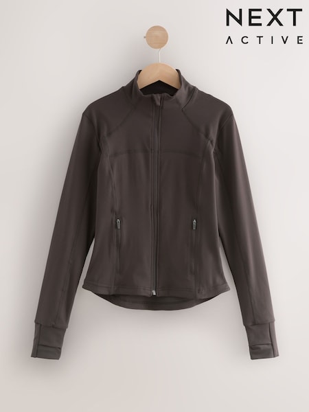 Chocolate Brown Active Sports Zip Through Yoga Jacket (AP6582) | £38