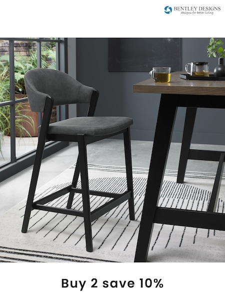 Bentley Designs Peppercorn Dark Grey Camden Upholstered Bar Stool (AP6732) | £260