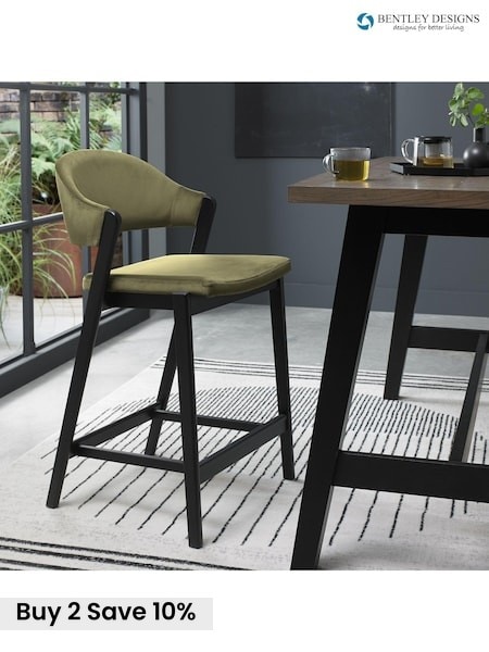 Bentley Designs Peppercorn Cedar Camden Upholstered Bar Stool (AP6733) | £260