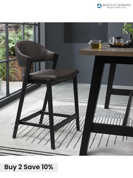 Bentley Designs Peppercorn Old West Vintage Camden Upholstered Bar Stool (AP6734) | £260