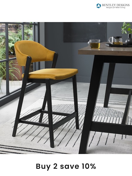Bentley Designs Peppercorn Mustard Camden Upholstered Bar Stool (AP6736) | £260