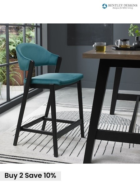 Bentley Designs Peppercorn Azure Camden Upholstered Bar Stool (AP6740) | £260