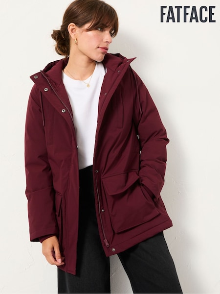 FatFace Brea Dark Red Quilted Coat (AP6822) | £135