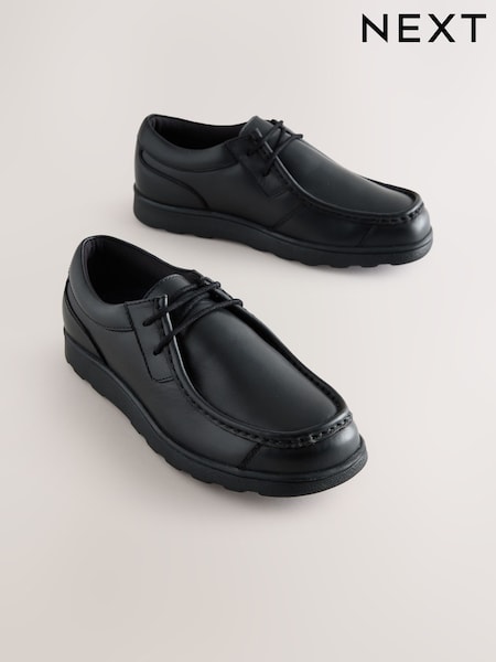 Black Standard Fit (F) Leather Lace Up School Shoes (AP6836) | £32 - £40