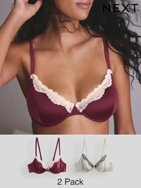 Plum/Green Non Pad Plunge High Shine Bra (AP6873) | £26