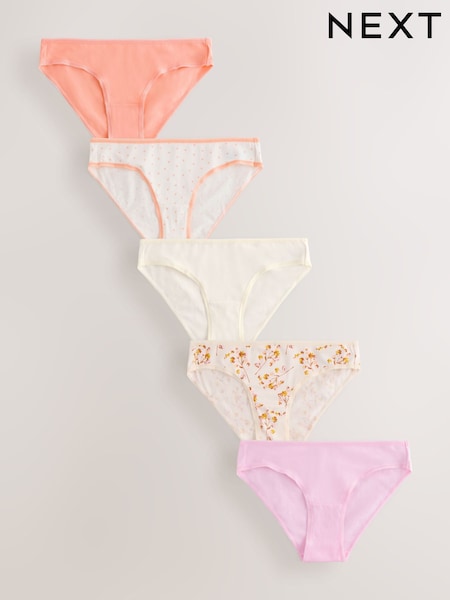 Floral Print Bikini Rich Knickers 5 Pack (AP6910) | £10
