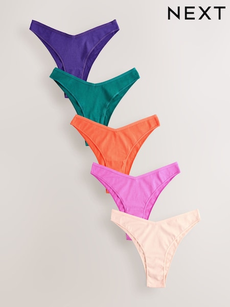 Jewel Tone Midi Rich Knickers 5 Pack (AP6915) | £10