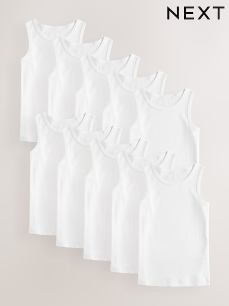 White 100% Cotton Vests 10 Pack (1.5-16yrs) (AP6974) | £20 - £27
