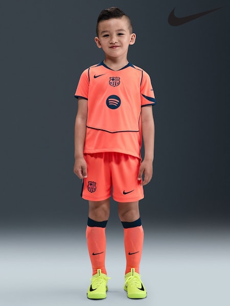 Nike Orange FC Barcelona 2025/26 Stadium Third 3 Piece Football Kit (AP6982) | £55