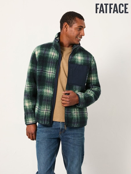 FatFace Green Check Fleece Zip Through (AP7014) | £69