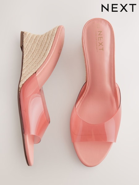 Pink Forever Comfort® Round Toe Vinyl Espadrille Wedges Mules (AP7116) | £44