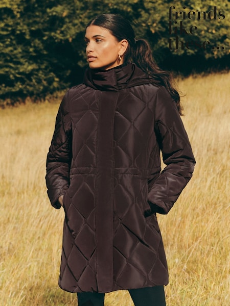 Friends Like These Berry Mid Length Padded Coat (AP7165) | £67