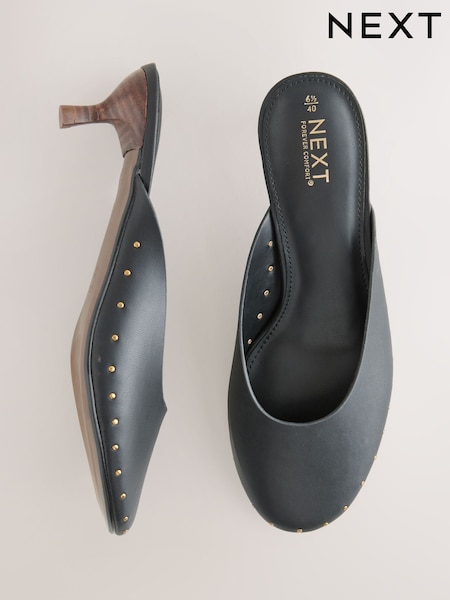 Black Forever Comfort® Studded Closed Toe Mules (AP7223) | £39