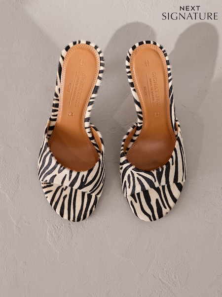Zebra Signature Premium Leather Suede Open Toe Mules (AP7233) | £75