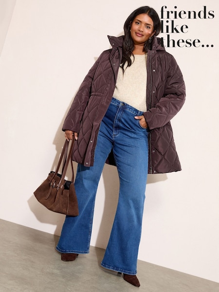 Friends Like These Berry Curve Mid Length Padded Coat (AP7255) | £79