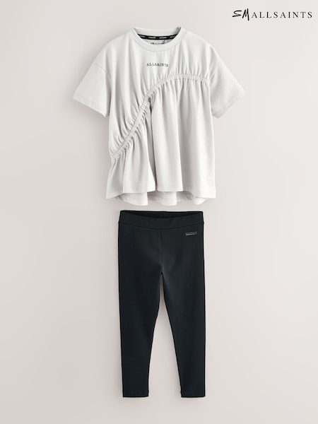 smALLSAINTS Silver/Black Ruched T-Shirt and Legging Set (AP7301) | £36 - £40