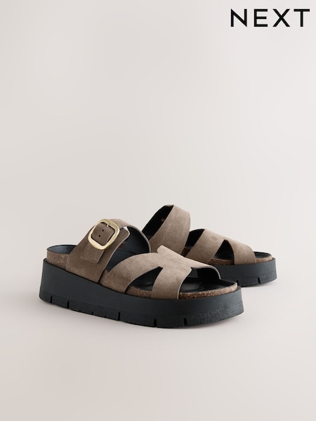 Neutral Forever Comfort® Leather Strap Buckle Detail Sandals (AP7323) | £49