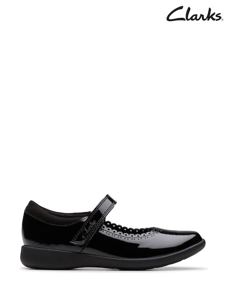 Clarks Black Patent Standard Fit (F) Younger Girls Etch Pure School Shoes (AP7329) | £42 - £44