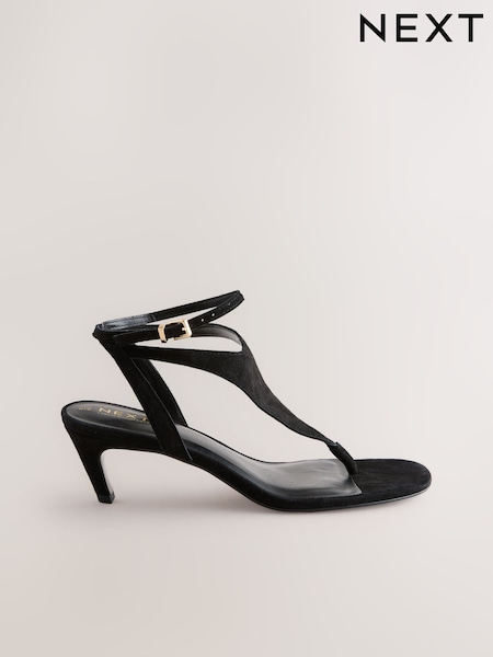 Black Forever Comfort® Suede Toe Post Heeled Sandals (AP7399) | £46