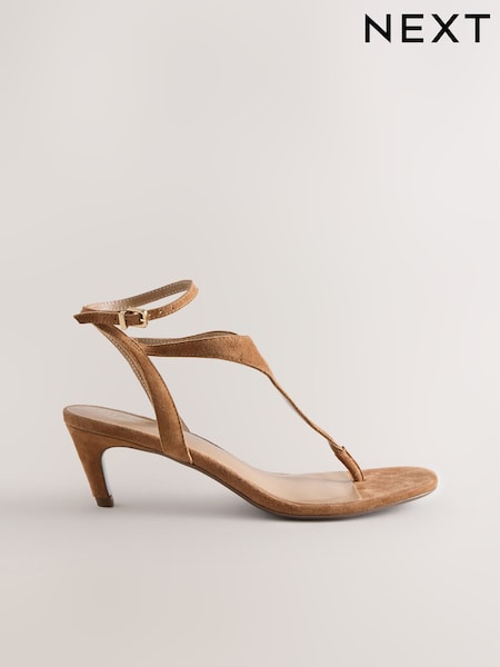 Tan Brown Forever Comfort® Suede Toe Post Heeled Sandals (AP7402) | £46