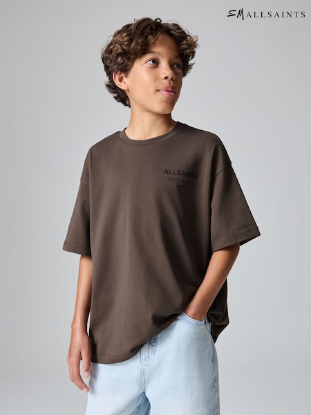 smALLSAINTS Chocolate Oversized Underground Crew Cotton T-Shirt (AP7423) | £0