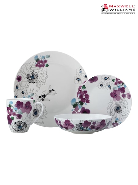 Maxwell Williams 16 Piece Purple Viola Coupe Modern Design Dinner Set (AP7578) | £128