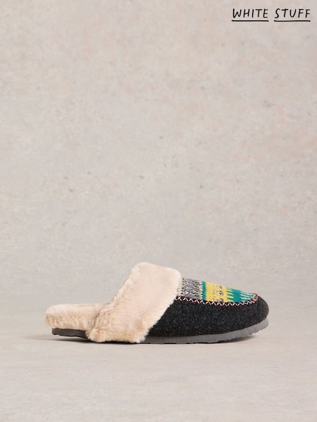 White Stuff Grey Myrtle Mule Slippers (AP7702) | £40