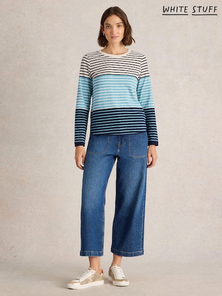 White Stuff Blue Clara Long Sleeve T-Shirt (AP7704) | £35