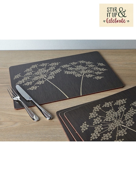 Creative Tops Set of 4 Black Large Cork Backed Placemats with Art Print (AP7729) | £29