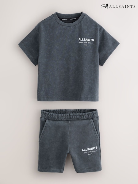 smALLSAINTS Washed Grey Underground T-Shirt and Sweat Short Younger Boys Set (AP7922) | £34 - £36