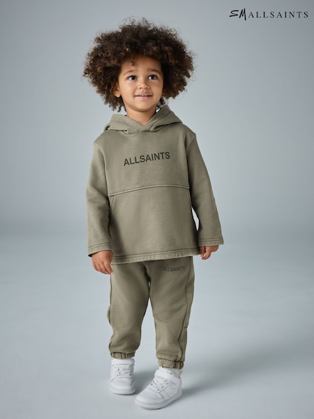smALLSAINTS Khaki/Green Logo Washed Hoodie and Joggers Younger Boys Set (AP7928) | £40 - £42