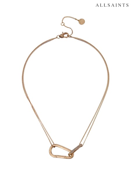 AllSaints Gold Tone Carabiner Link Necklace (AP7943) | £49