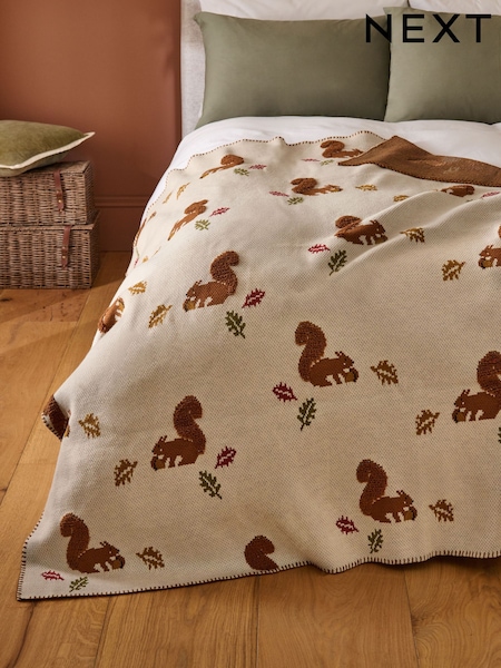 Natural Knitted Squirrel Throw (AP8048) | £45 - £55
