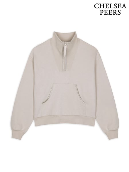 Chelsea Peers Natural 100% Cotton Quarter Zip Funnel Sweater (AP8199) | £50