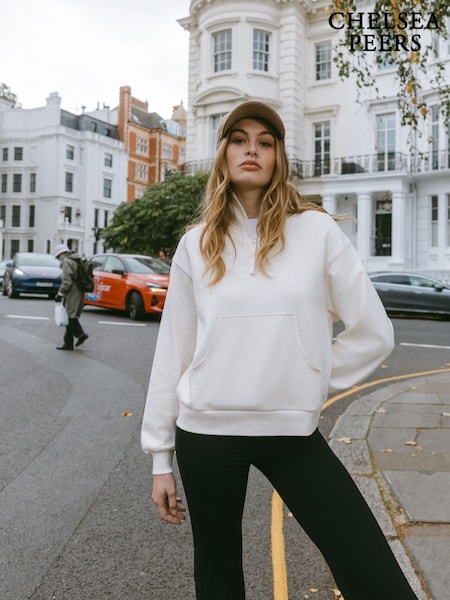 Chelsea Peers Cream 100% Cotton Quarter Zip Funnel Sweater (AP8212) | £50