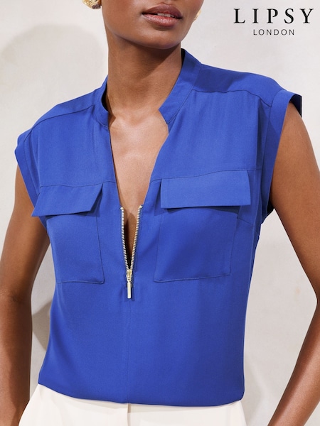 Lipsy Green Zip Front Utility Pocket Blouse (AP8320) | £35
