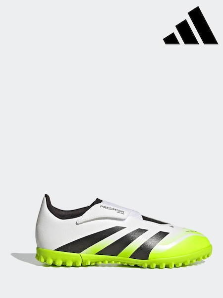 adidas White/Lemon Kids Predator Club Hook and Loop Turf Boots (AP8393) | £35