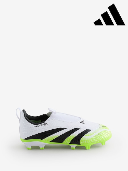 adidas White/Lemon Kids Predator League Laceless Firm/Multi Ground Boots (AP8395) | £0
