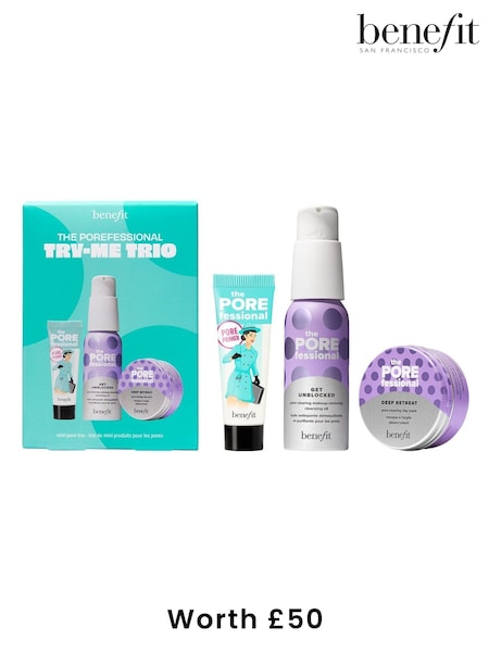 Benefit The Porefessional Try Me Trio Porefessional Primer  Skincare Oil Cleanser  Clay Face Mask Gift Set (AP8760) | £34.50