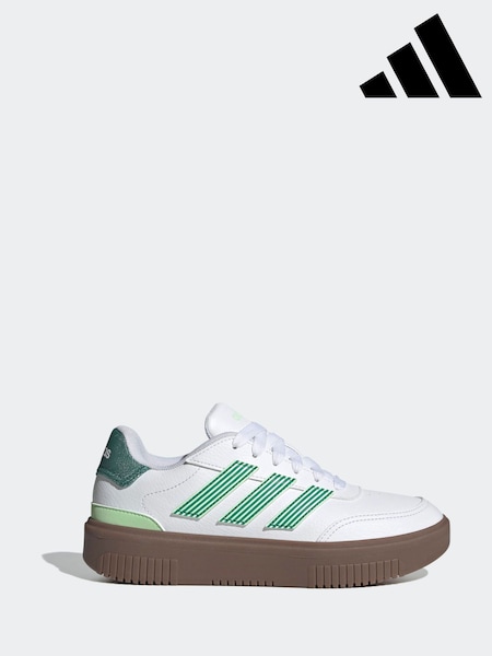 adidas White Lime Courtblock Bold Trainers (AP9035) | £55