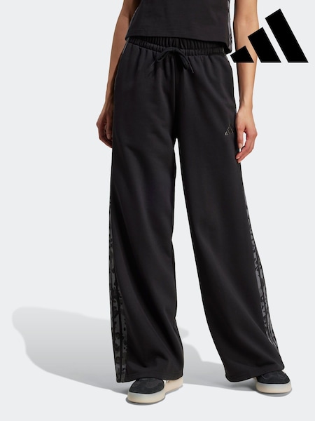 adidas Black Animal Print 3-StripesOpen Hem Joggers (AP9379) | £45