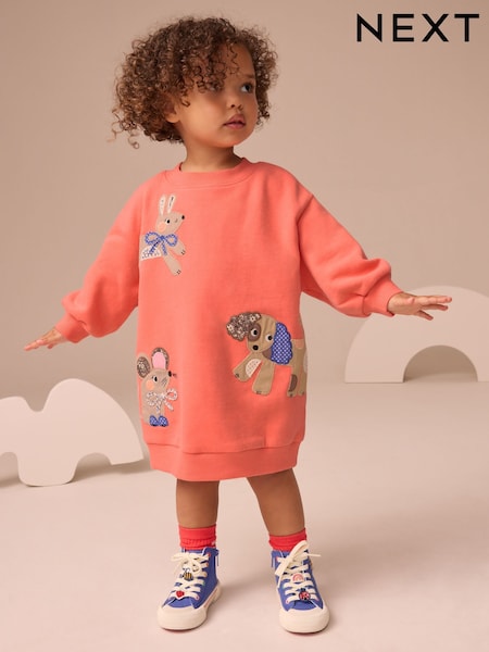 Red Character Relaxed Sweat Dress (3mths-7yrs) (AP9458) | £12 - £14