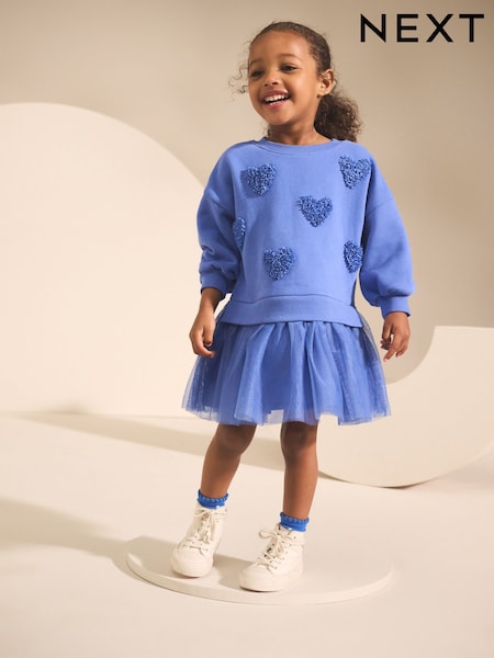 Blue Sequin Sweat Party Dress (3mths-7yrs) (AP9476) | £17 - £19