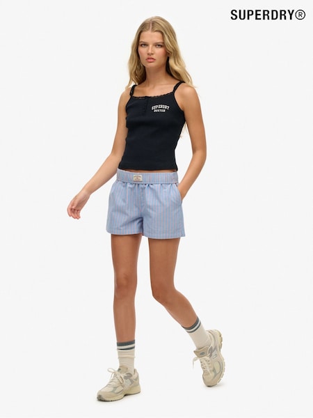 Superdry Blue/Pink Stripe Elastic 100% Cotton Shorts (AP9575) | £30