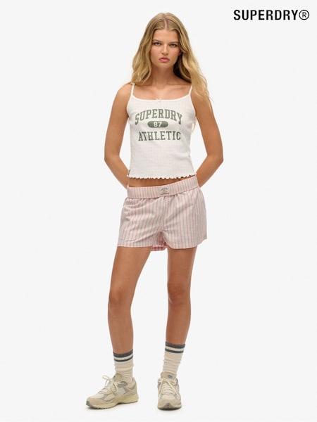 Superdry Pink Stripe Elastic 100% Cotton Shorts (AP9578) | £30